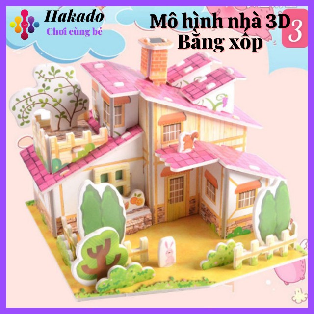 Đồ chơi mô hình nhà 3D bằng bìa xốp cho bé