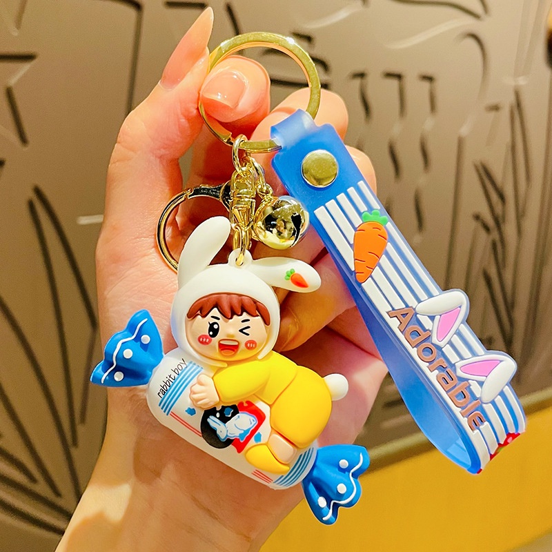 Móc Khóa Hình Thỏ Trắng Hoạt Hình Dễ Thương