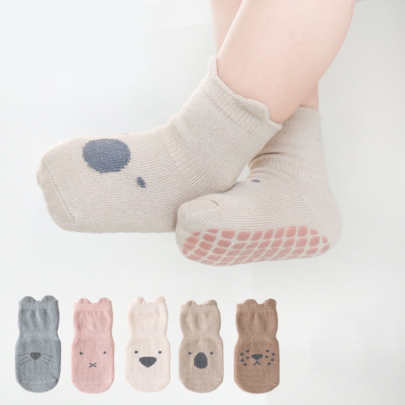 Vớ Cotton Mềm Mại Co Giãn Thoáng Khí Chống Trượt Hình Động Vật Hoạt Hình Dễ Thương Cho Bé Trai Và Gái