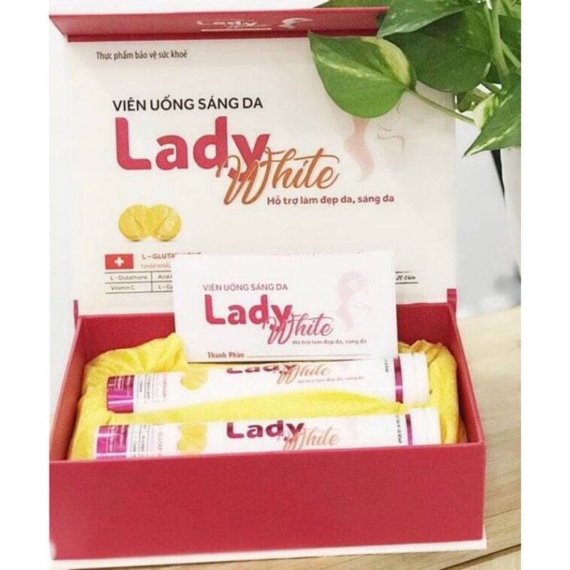 Viên uống sáng da LADY WHITE dạng viên sủi, hỗ trợ làm đẹp da, sáng da (hộp 2 tuýp×20 viên)
