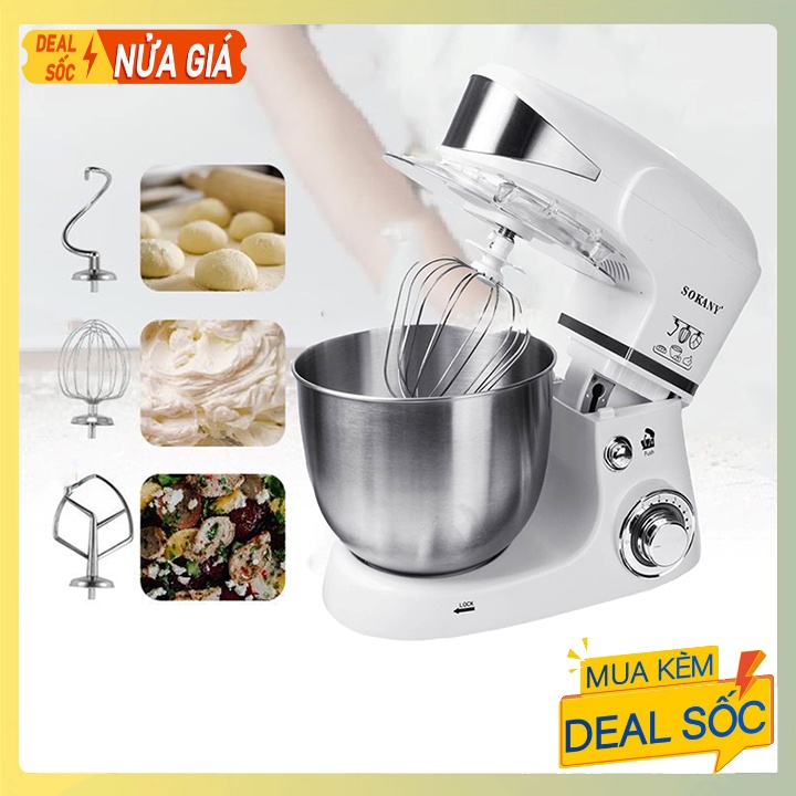 Máy nhào bột công nghiệp SOKANY  1000W - Hàng cao cấp- Máy đánh trứng, trộn salad, nhột bột - Bảo hành 1 năm