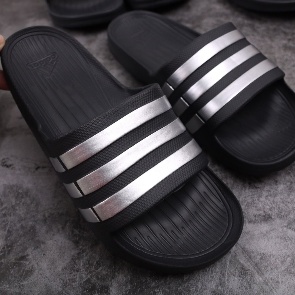 Dép Nam Duramo Đế Đen Sọc Bạc VNXK  Dép Nam Đúc Quai Ngang