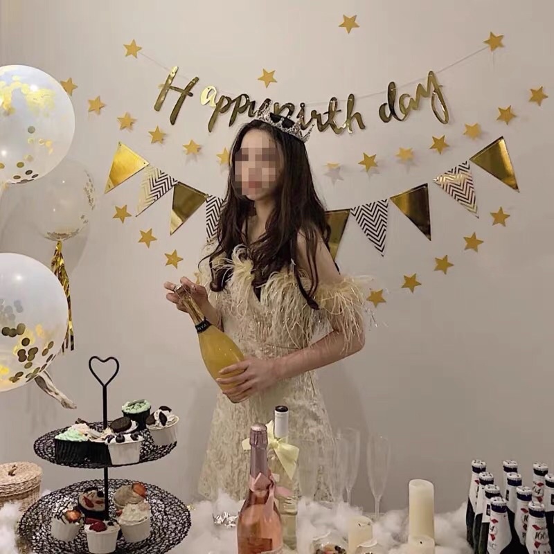 Dây chữ HAPPY BIRTHDAY ép kim trang trí tiệc, sinh nhật cực đẹp