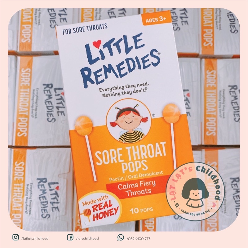Kẹo mút ngậm ho cho bé Little Remedies 10 chiếc