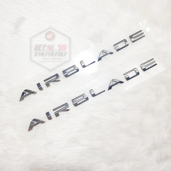 Decal tem chữ nổi Air blade 2020 màu bạc hàng zin cực đep
