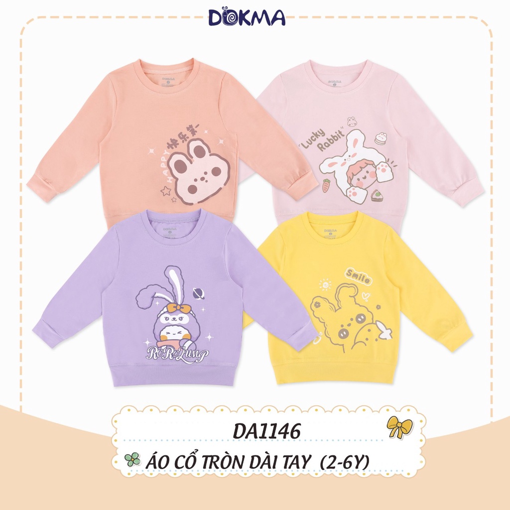 Áo cổ tròn dài tay bé gái Dokma