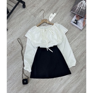 SET SƠ MI BÈO THẮT NƠ MIX CV KAKI