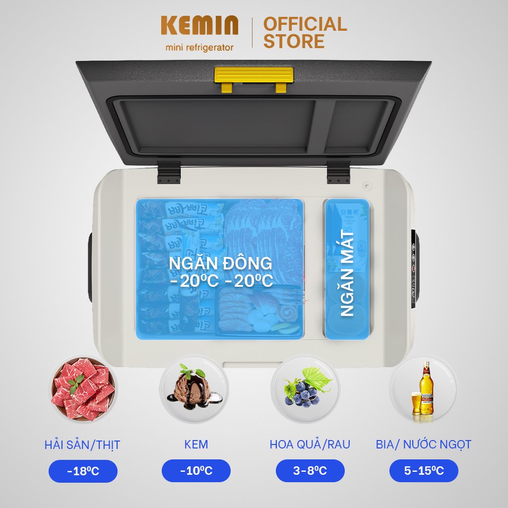 Tủ lạnh ô tô Kemin K15 - 15L Chính hãng - Làm đá siêu tốc