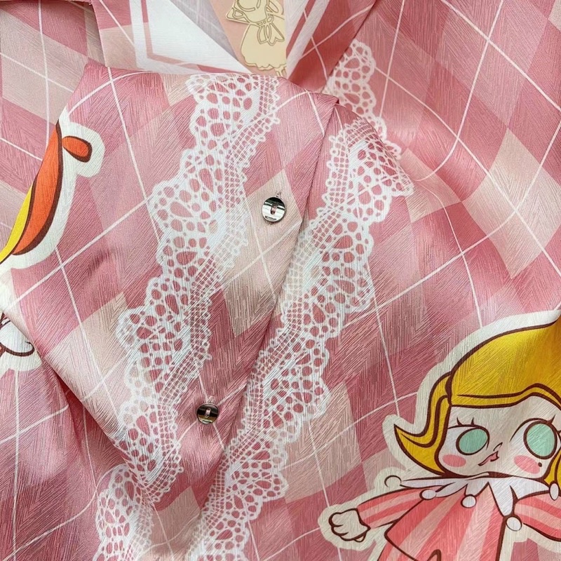 [Hàng sẵn] bộ ngủ mặc nhà pijama lụa xước cao cấp Quảng Châu tay dài ren thoi hồng