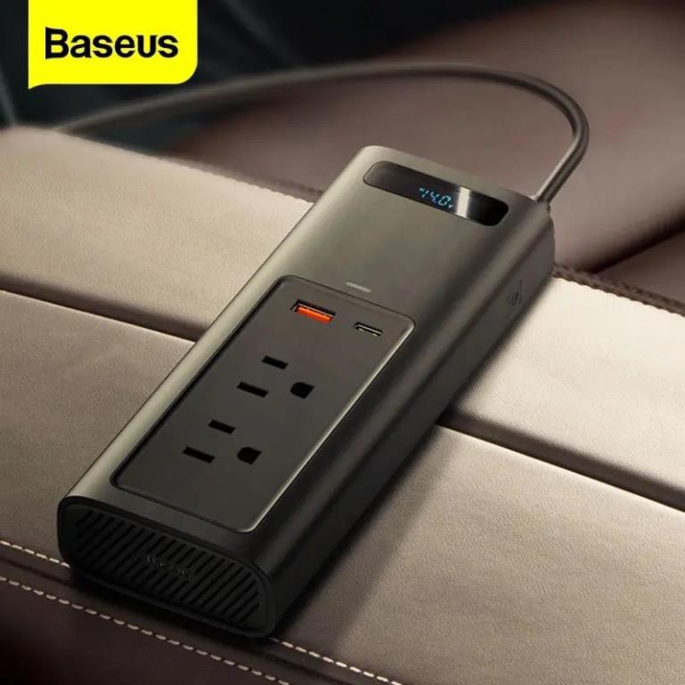 Bộ chuyển đổi nguồn điện dùng trên Ô tô Oto Baseus Power Inverter 150W 2 Cổng AC sạc nhanh 12V 24V sang 220V