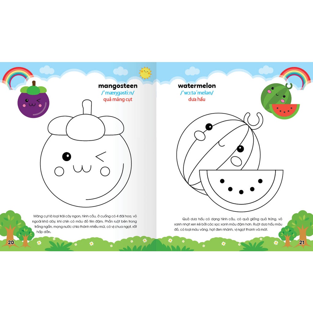 Sách - Colouring 365 ngày Tô màu - KHÁM PHÁ THẾ GIỚI PHÁT TRIỂN TRÍ TUỆ - Hoa, Quả, Rau, Củ (Tập 3)