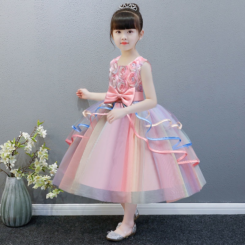 DC12 Size110-150 (13-35kg) Đầm công chúa cao cấp (Đầm voan xoè 3 tầng vải lụa dự tiệc đám cưới) hàng quảng châu