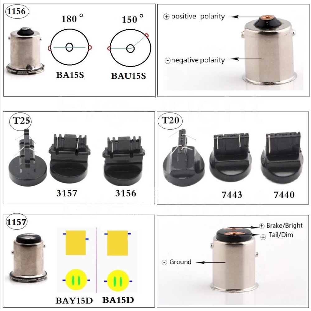 1 Đèn LED Phanh Xe Hơi T15 T20 T25 1156 BA15S P21W W16W W21W W21 / 5W 3156 3157 45SMD 4014