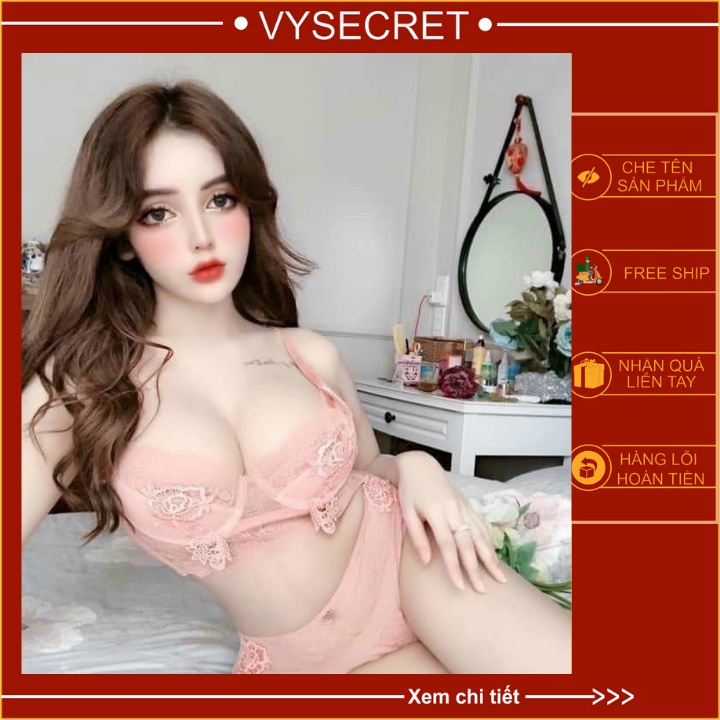 BỘ ÁO LÓT REN CAO CẤP 🔥KÈM QUÀ TẶNG 🔥 Bộ lót charm hoa hồng có gọng không mút đệm,ôm ngực nâng ngực cực đỉnh.