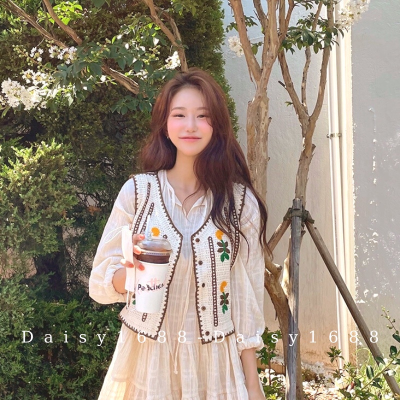 Sẵn- Áo Gile kiểu len móc nhiều mẫu mặc ngoài áo váy phong cách Vintage