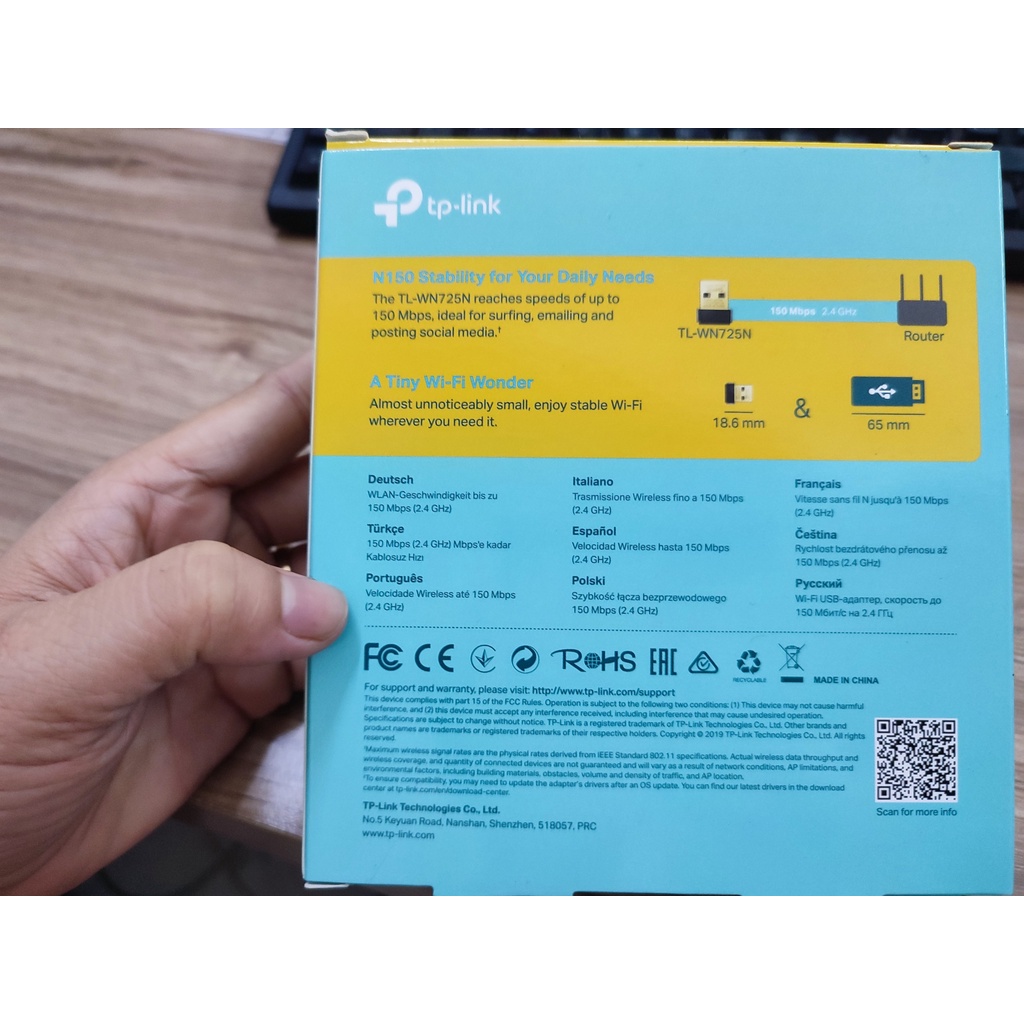 Thiết bị NANO thu sóng wifi TP-LINK TL-WN 725N dành cho Laptop, PC cổng kết nối Usb