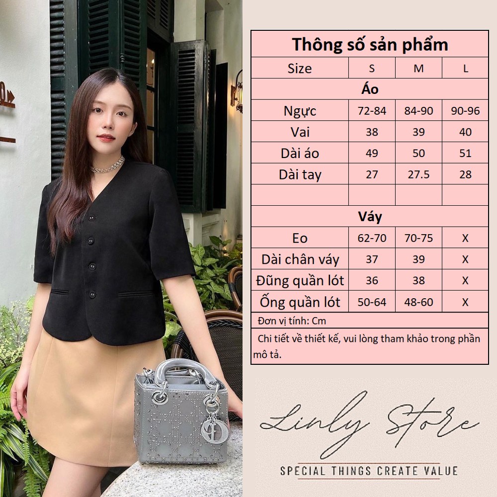 Set áo blazer nữ kèm chân váy chữ A Linly Store