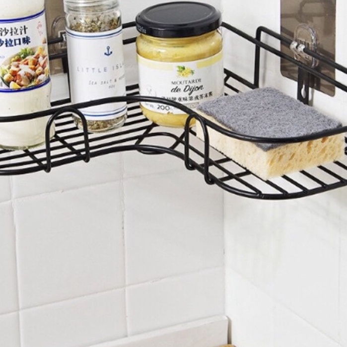 Gía để đồ phòng tắm, kệ góc dán tường siêu dính nhà bếp tiện dụng [ #kệ_góc - Tặng kèm miếng dán]