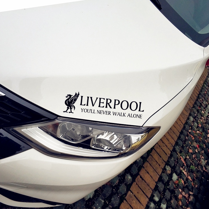 Bộ 2 Miếng Dán Phản Quang In Chữ YNWA Football You 'Ll Never Walk Alone Trang Trí Cửa Xe Hơi Xe Máy