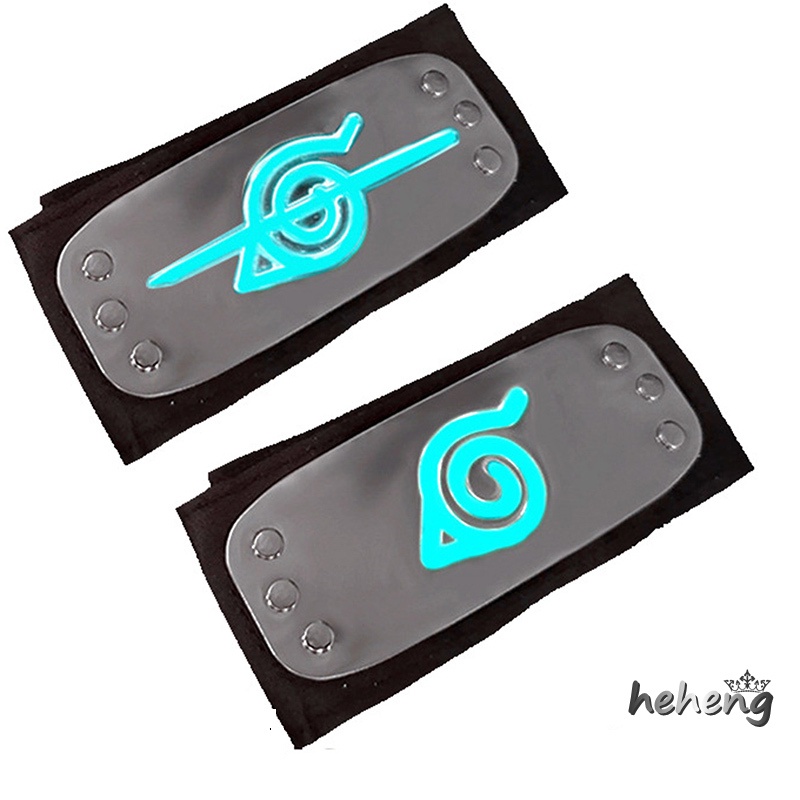 Băng Đô Hóa Trang Ninja Với Logo Làng Lá Mạ Kim Loại Dạ Quang