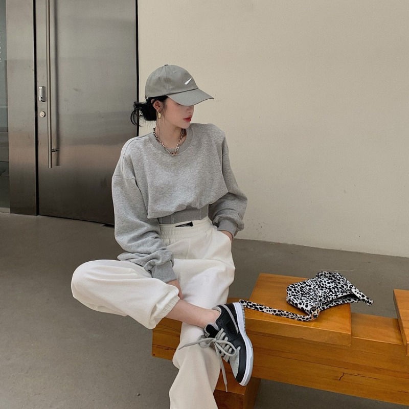 COZOK Áo len tay dài dáng rộng phong cách Hàn Quốc dễ phối đồ