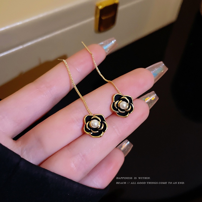 Bông Tai Dáng Dài Hình Hoa Trà Phong Cách Retro Pháp Thời Trang Cao Cấp Hàng Mới 2022