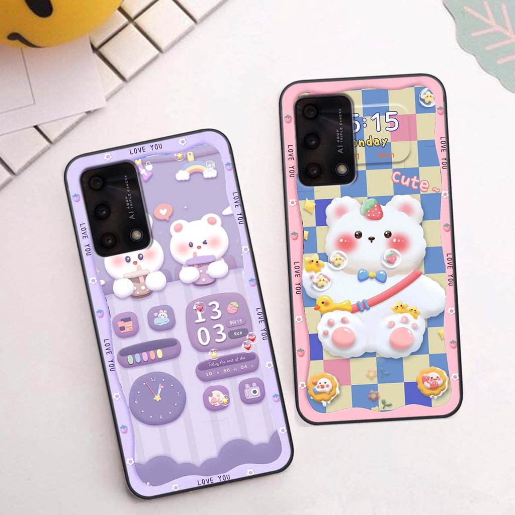 Ốp lưng Oppo A74 / A94 / A95 in hình gấu cute,bò sữa 3D cute dễ thương bảo vệ điện thoại.