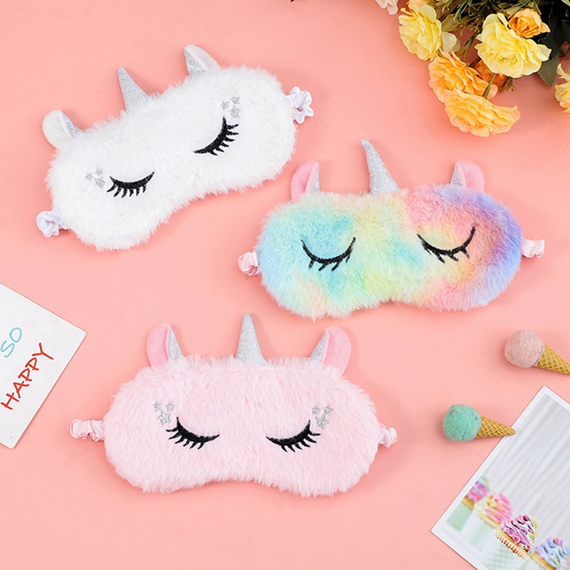 Mặt nạ che mắt ngủ hình kỳ lân nhồi bông mềm mại dễ thương cho bé gái | BigBuy360 - bigbuy360.vn