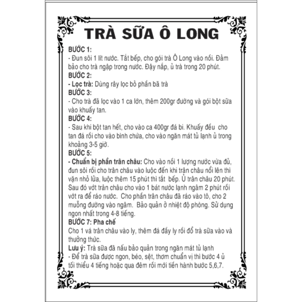 Set Nguyên Liệu Nấu Trà Sữa Trân Châu Ô Long Siêu Ngon 450gr ( Nấu 7-8 Ly)