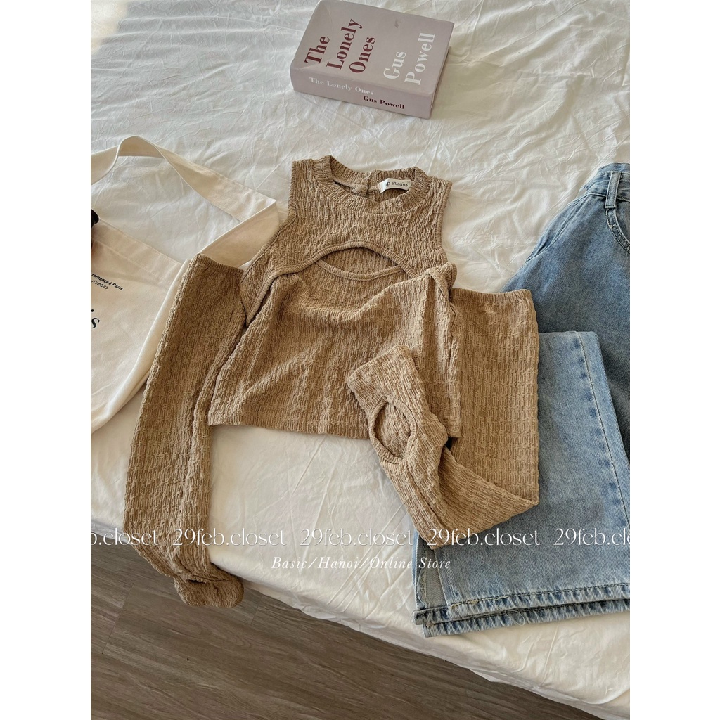 Áo thun gân dài tay mặc được 2 kiểu - 29feb.closet - A119