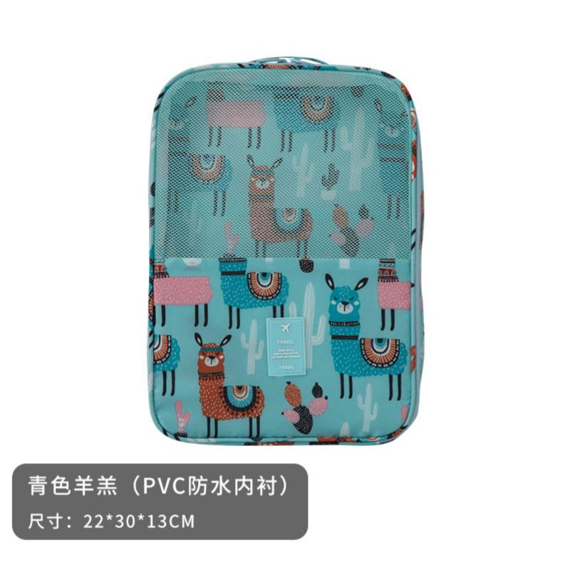 (Hình Thật) Túi đựng giày dép ba ngăn có đai cài tay kéo vali, Túi đựng giày dép đi du lịch