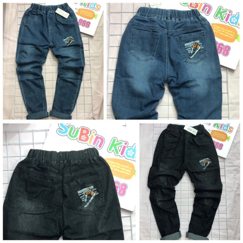 SB8001 - Quần jeans bé trai sz 40-50kg quần bò cho bé cạp chun sai to