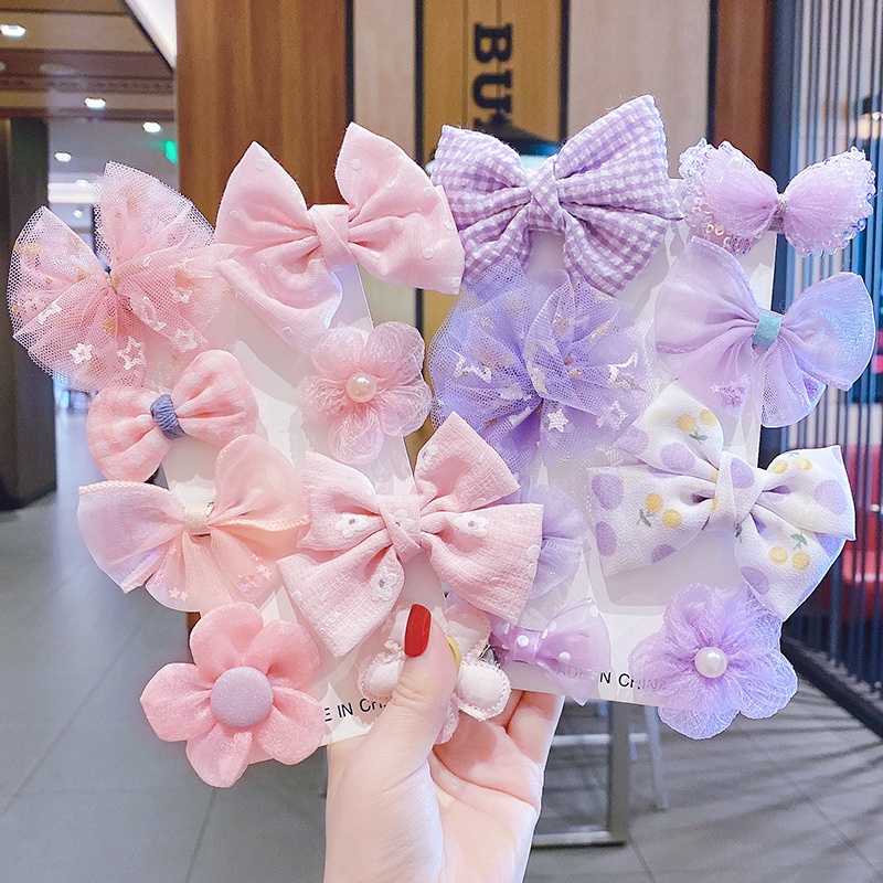 Set 8 Kẹp Tóc Nơ Xinh Xắn Cho Bé Gái