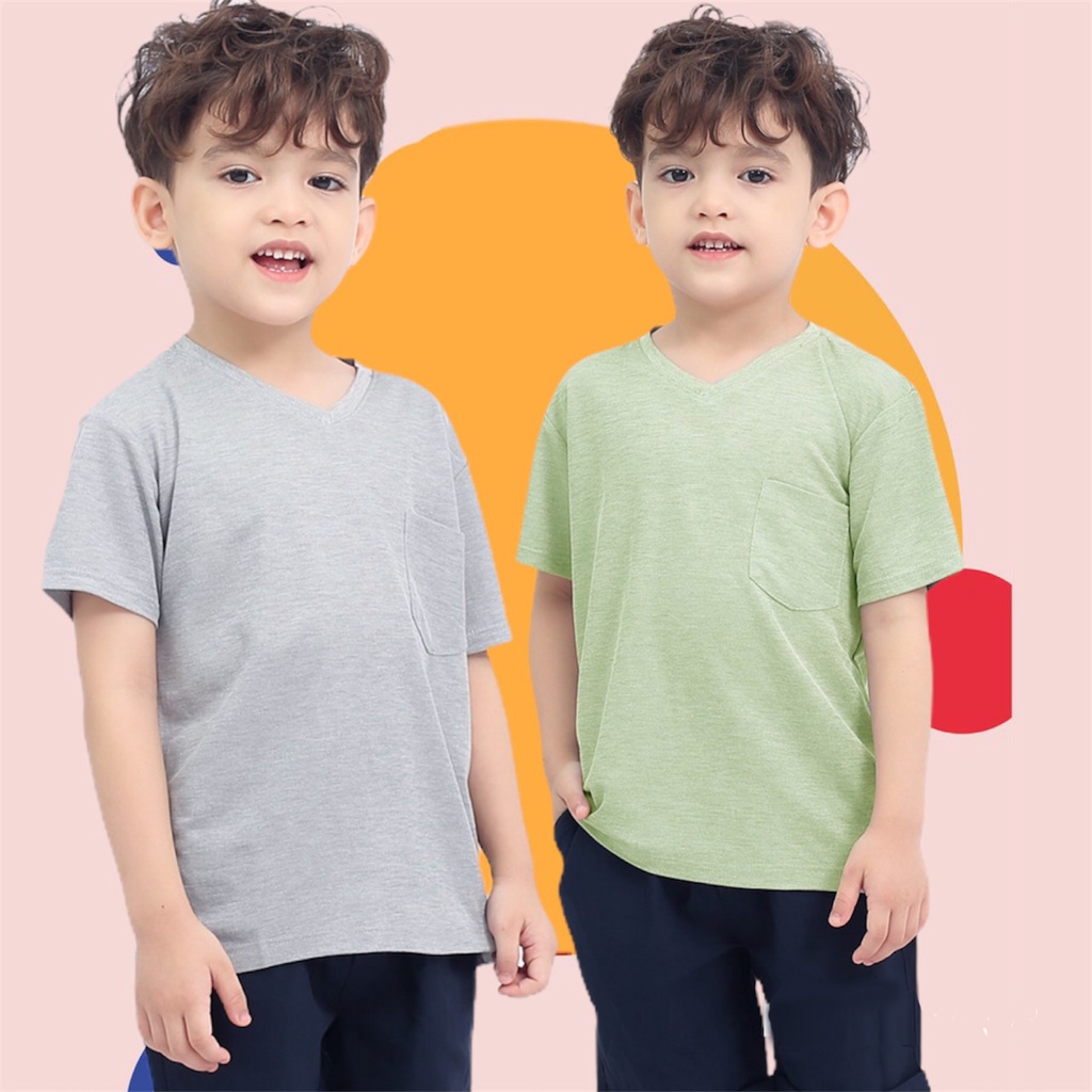 Áo thun cổ tim cho bé có túi sành điệu từ 10-30kg