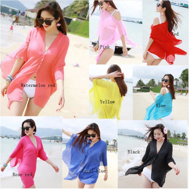 Áo choàng voan đi biển thiết kế nhiều màu sắc thời trang | BigBuy360 - bigbuy360.vn