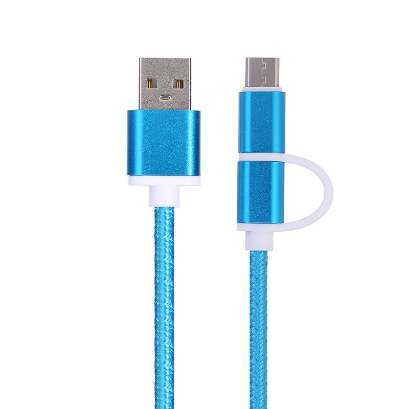 Dây cáp sạc nhanh 2 trong 1 USB 2.0 đầu cắm sang USB 3.1 Type C & Micro USB