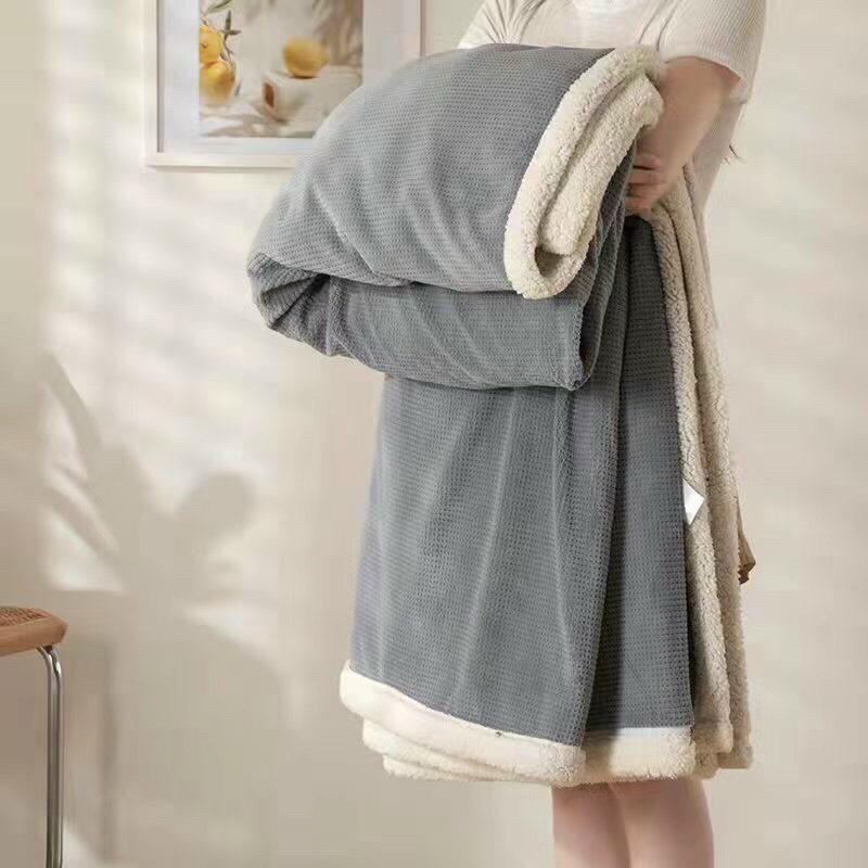 [PHÁT HIỆN LÔNG GIẢ ĐỀN 200%] Chăn lông cừu tự nhiên dày dặn có khóa lồng được ruột - Đắp 4 mùa