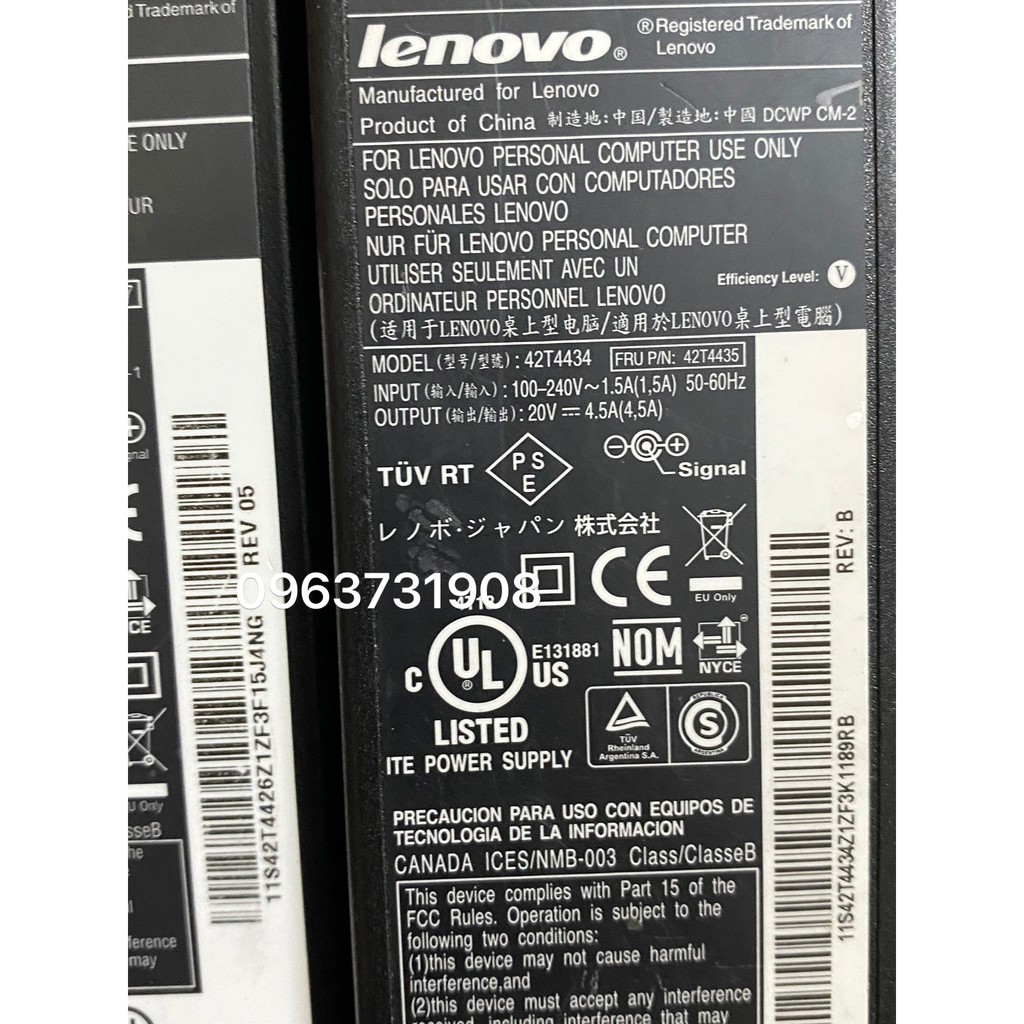 Sạc laptop Lenovo ThinkPad T430s T420s 20V 4.5A 90W (xịn) chính hãng