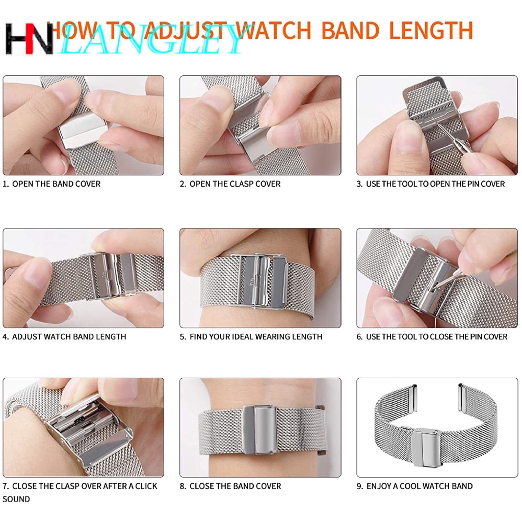 Dây Đồng Hồ Bằng Thép Không Gỉ 12mm 13mm 14mm 16mm 17mm 18mm 19mm 20mm 22mm