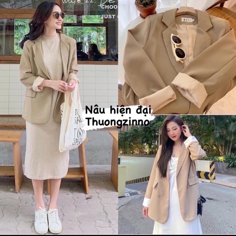 Áo Blazer Ulzzang Dài Tay 2 Lớp / Áo Khoác Blazer Nữ Hàn Quốc Chất Tuyết Nhung Cực Xịn