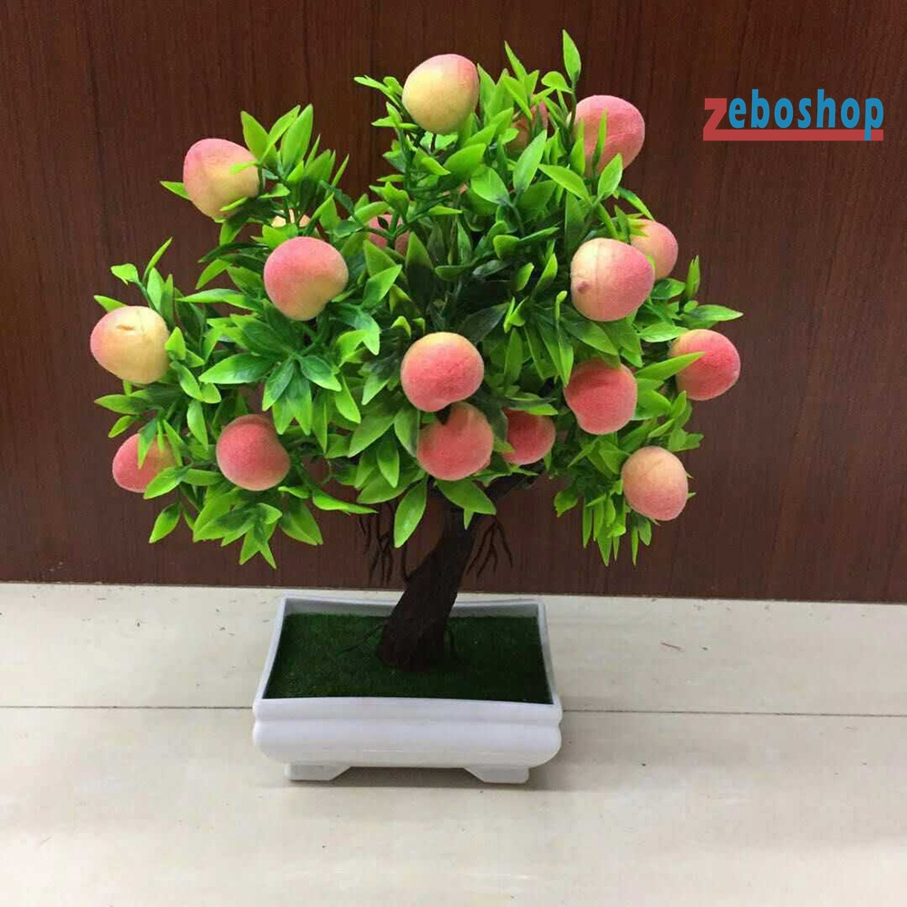 Chậu Cây Đào Giả Bằng Nhựa Tự Nhiên Dùng Trang Trí Nhà Cửa