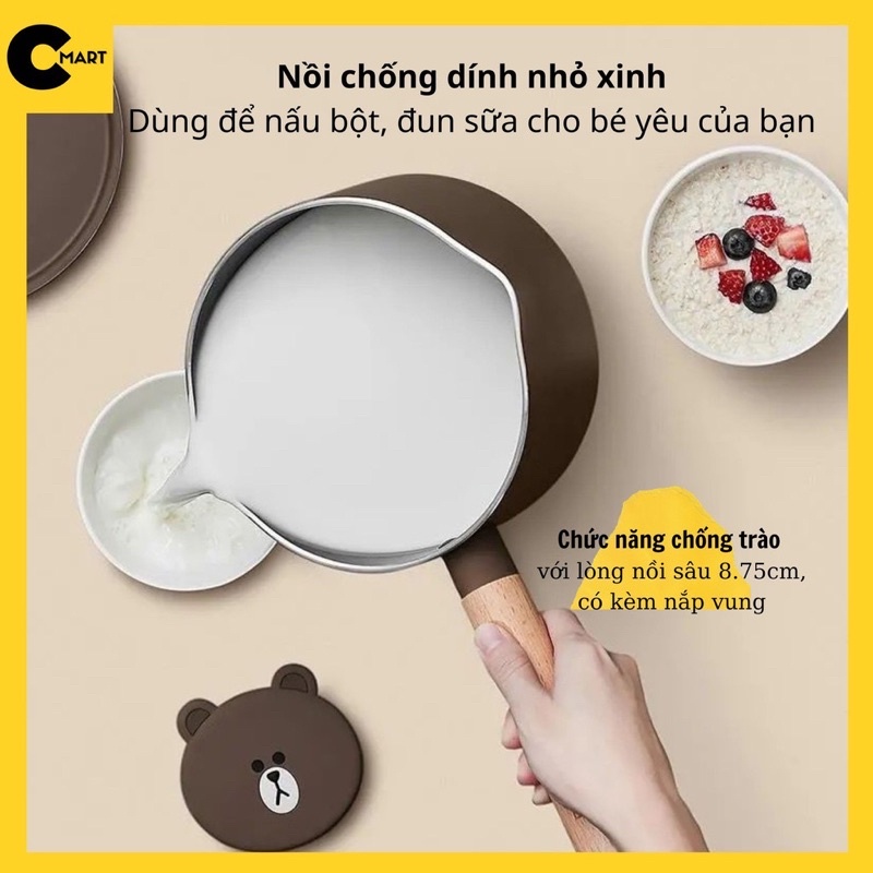 Nồi Nấu Chống Dính Joyoung Line Friends Gấu Brown Vịt Sally Thỏ Cody [CMART GIA DỤNG TIỆN ÍCH]