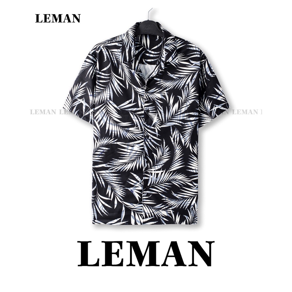 Áo sơ mi hawai shirt nam- LEMAN-bản đặc biệt  chất lụa cao cấp cực mát và giữ form  - họa tiết đen và đỏ - mua 2 tặng 1 | BigBuy360 - bigbuy360.vn