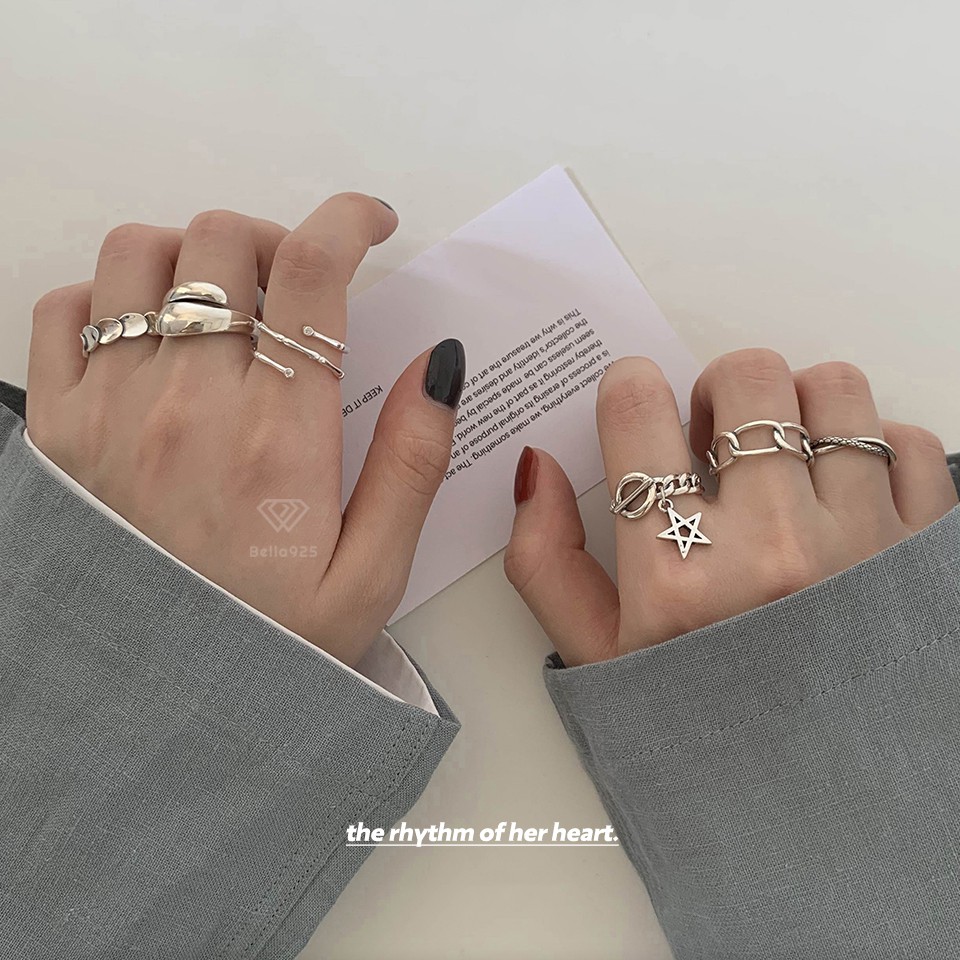 Nhẫn nữ Bella 925 nhẫn bạc cá tính