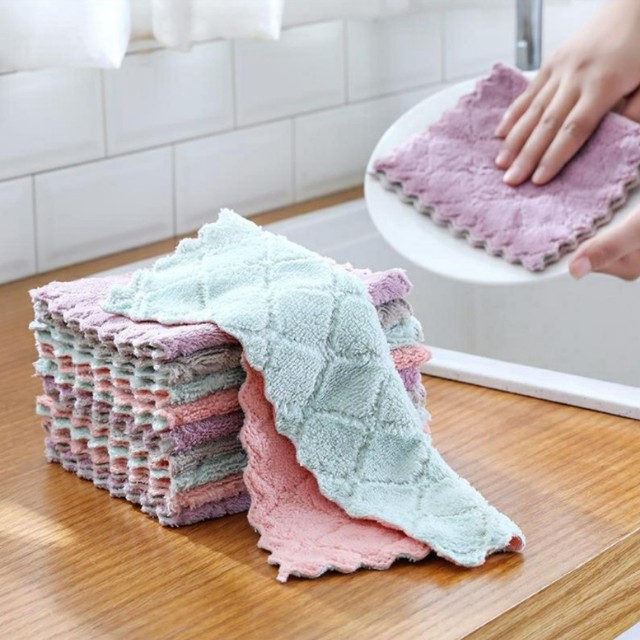 Set 10 Khăn Lau Bếp Lau Tay Mềm Mại Thấm Hút Tốt