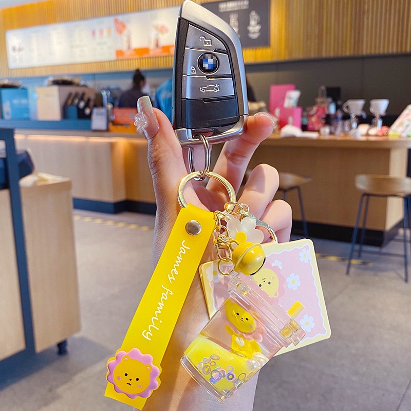 Móc Khóa Hình Ly Trà Sữa Hoạt Hình Đáng Yêu