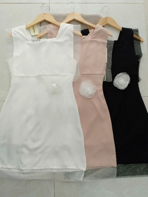 Đầm dự tiệc cổ vuông hàng thiết kế cài bông cao cấp sang trọng nhất Tamy Dress