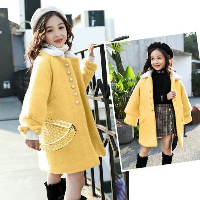 Áo khoác dạ dáng dài dành cho bé gái