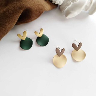 Bông tai Thiết kế màu tương phản hình tim phong cách Hàn Quố