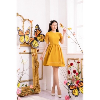 [COSMO Design] Pass Váy Xòe Vàng Pha Tay Organza Tạo Hình (co ảnh và video quay sp thật)